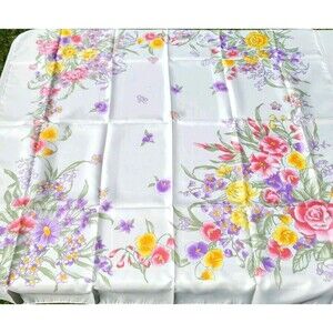 Vintage Avon Birthday Blossom 100% Polyester Scarf 34" x 34" ITALY